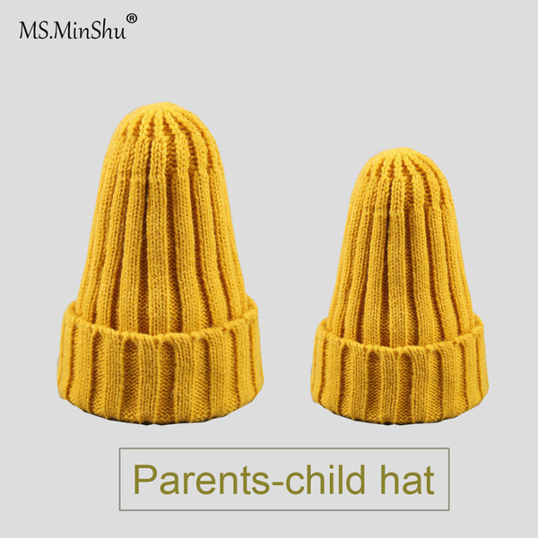 Ms.MinShu Beanies Parent-Child Couple Hat Family Winter Head Warmer Kids Knitted Babies Hats Baby Hat