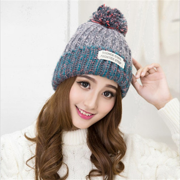 latest girl ladies knit autumn and winter warm fashion Hip Hop wool plus velvet hat