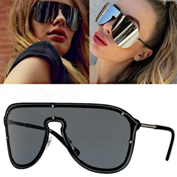 2180 Sunglasses With box For Women Brand Design Rimless Frame Connection Lens UV400 Coating Mirrorr Lens Steampunk Summer Big Style