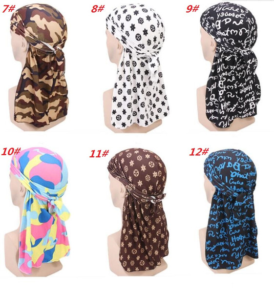 Fashion Camouflage Print Men's Durags King's Durag Turban Bandanas Stitching Outside Men Durag Headwear Headband Pirate Hat Hair Accessories