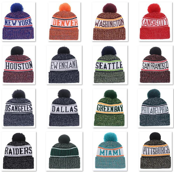 2018 New Arrival Beanies Hats American Football 32 teams Beanies Sports winter knit caps Beanie Skullies Knitted Hats drop shippping B1