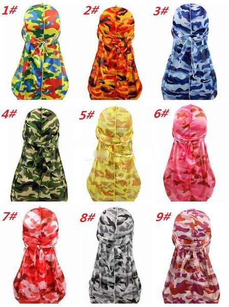 Fashion Camouflage Print Men's Durags Turban Bandanas Stitching Outside Men Durag Headwear Headband Pirate Hat Hair Accessories