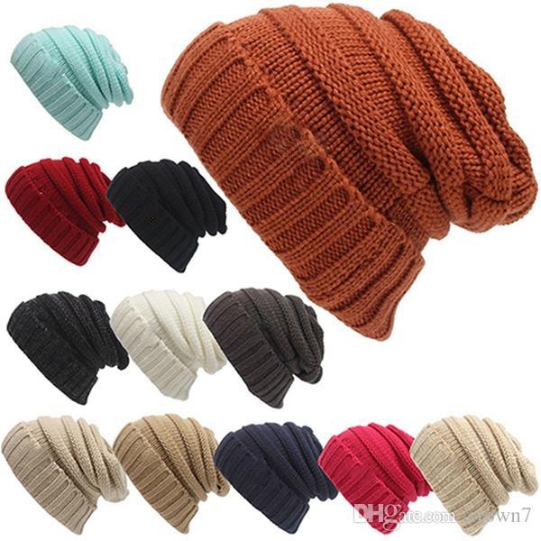 Women's Fashion Winter Knit Hats Warm Solid Skulls Crimping Hooded Hats Autumn And Winter Men's Warm Cap Beanies