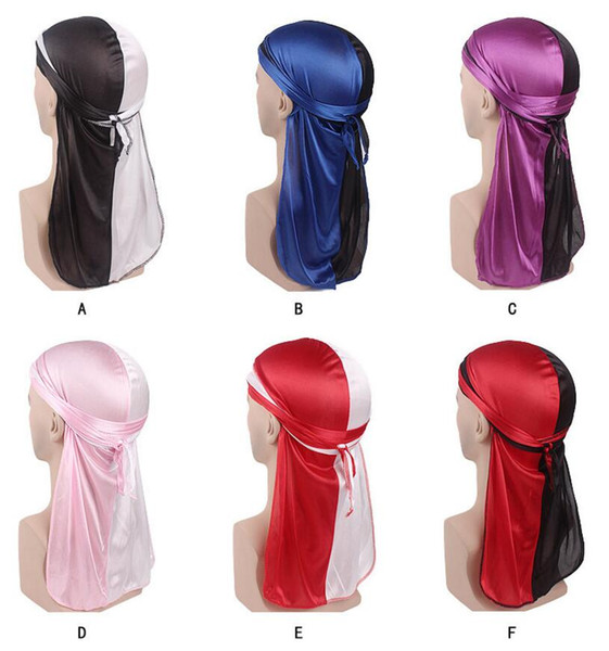 Fashion Mens Satin Silky Durag Bandanna Turban Wigs Double Color Silky Durag Headwear Headband Pirate Hat Hair Accessories For Women And Men