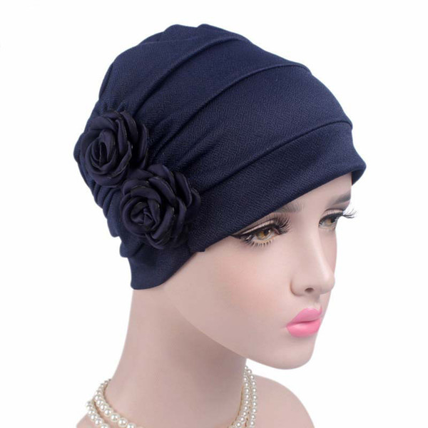 Ladies Elegant 3D Flower Hats Chemotherapy Caps New style Fashion hats for Women's Sleep Soft Beanie Cap Winter caps Cancer