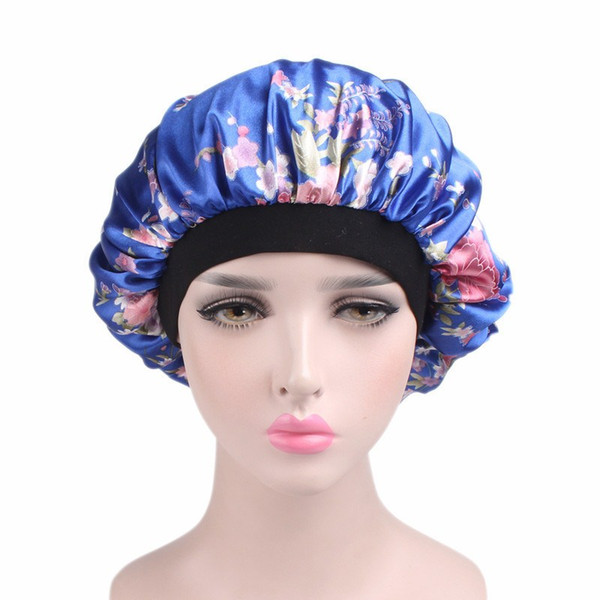 Women Chemo Cap Flocking Satin Sleeping Hat Print Floral Soft Night Sleep Hat Salon Bonnet Hat Hair Accessories