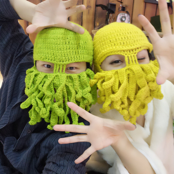 Unisex Octopus Knitted Wool Ski Face Mask Knit Hat Squid Cap Beanie Tentacle