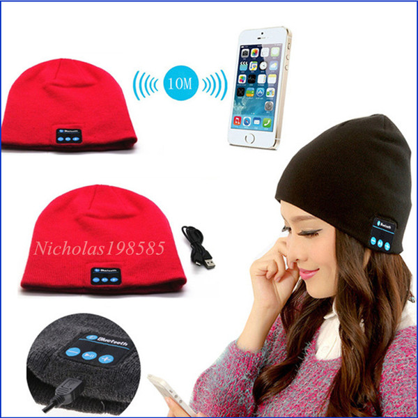 To Hot Men Women Soft Winter Beanie Hats Wireless Bluetooth Smart Cap Headphone Headset Speaker Mic Headgear Knitted Cap More Colour