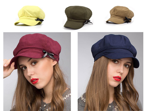 Stand Focus Baker Boy Cabby Newsboy Gatsby Hat Cap Women Ladies Fashion Cotton Twill Spring Summer Khaki Navy Olive Burgundy Yellow Causal