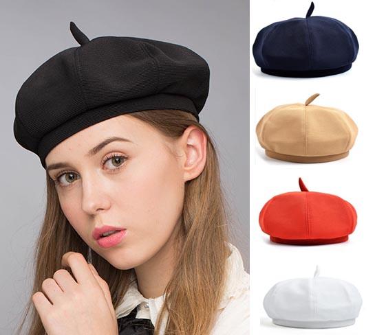 Stand Focus Beret French Beanie Painter Hat Cap Women Female Artish Fashion Unique Twill Fabric Newsboy Tam Multicolor Red White Black Navy