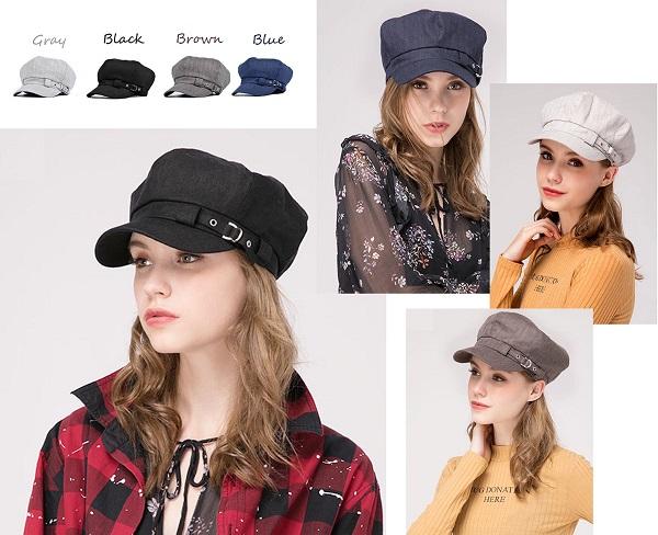 Stand Focus Baker Boy Cabbie Gatsby Women Hat Newsboy Cap Ladies Fashion Cotton Linen Herringbone Fabric Spring Summer Fall Bucket 4 colors