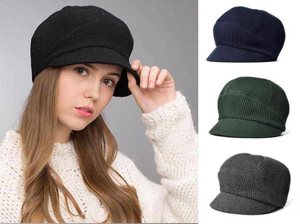 Stand Focus Women Ladies Unique Knitted Woven Wool Tweed Cabby Baker Boy Newsboy Warm Elegant Winter Hat Cap Black Gray Navy Green