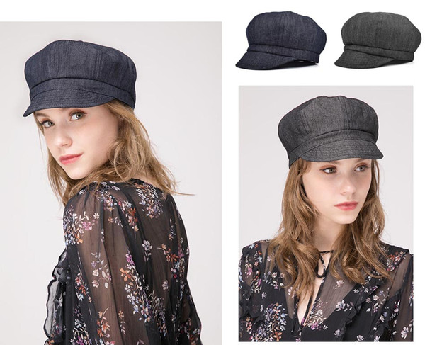 Stand Focus Cabbie Baker Boy Gatsby Women Hat Newsboy Cap Ladies Fashion Cotton Fabric Spring Summer Fall Navy Black Causal Leisure