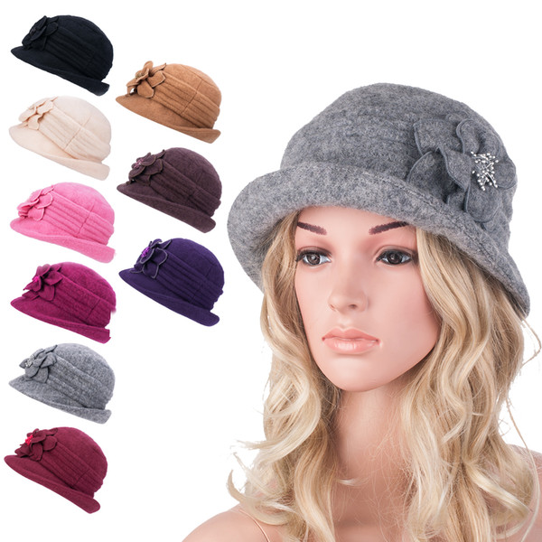 Womens Gatsby Style 1920s Flapper Girl Winter Wool Cap Beret Beanie Cloche Bucket Formal Hat A299