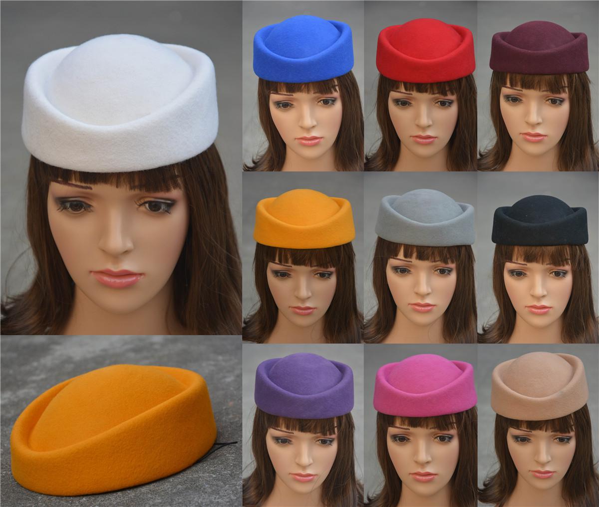 Pure Color Cocktail Fascinator Base Wool Air Hostesses Pillbox Hat Millinery Craft DIY Making Rope A139