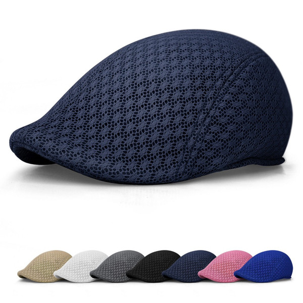 New Fashion Unisex Men Women Sun Mesh Beret Cap Newsboy Golf Cabbie Flat Peaked Sport Hat Casquette