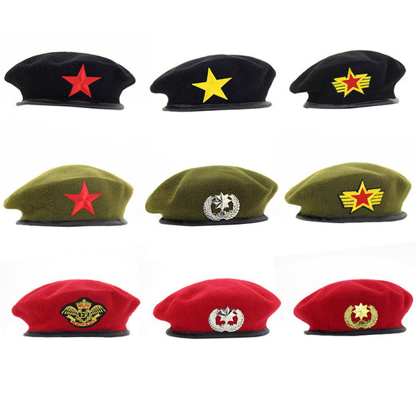 Military Cap men Without Badge Solider Army Hat Man Woman Wool Vintage Beret Beanies Caps Winter Warm Hat Cosplay Hats for Woman