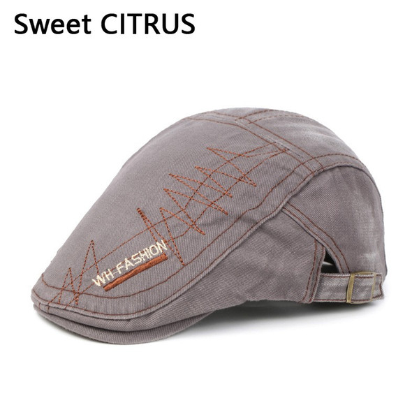 Sweet CITRUS Brand Spring Autumn Vintage Beret Letter Buckle Flat Caps For Men Cotton Retro Berets Casual Visor Hat Designer Cap