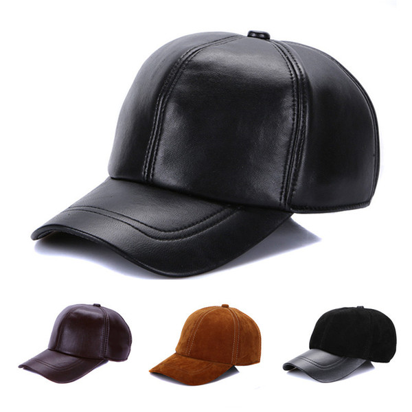 2019 new arrival men natural sheep leather Baseball Caps Suede Genuine Leather hats Casual Casual adjustable spring autumn cap