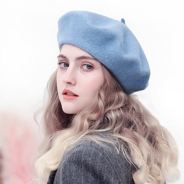 100% Wool Felt Beret Hat Classic Solid Color French Style Beret For Women Lightweight Casual Fashion Girls Beanie Cap Hat Ladies