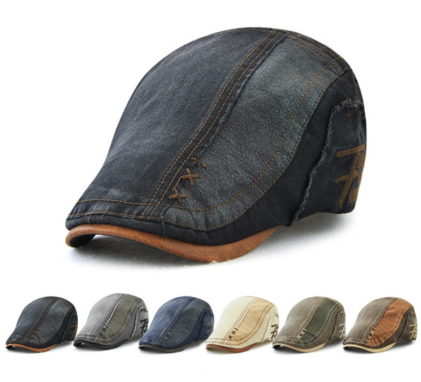 New cotton adult caps men's berets wholesale explosions outdoor sunscreen sunscreen forward hat washed denim casual sunhat