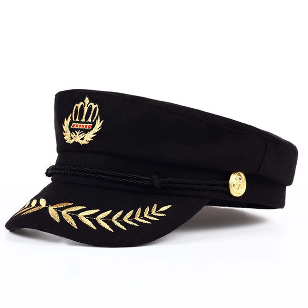 VORON 2017 new High Quality Student Cap Men Women Cadet Hat Wool Flat Top Black Army Sailor Hat Unisex Retro Beret Octagonal Cap