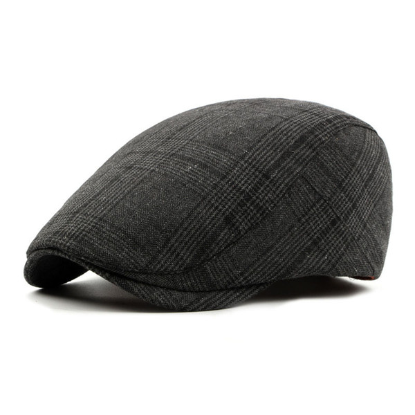 Fashion 2018 Brand New Male Black Plaid Spring Summer Hats Cotton Flat Hats Beret Cap Men Adjustable Newsboy Caps