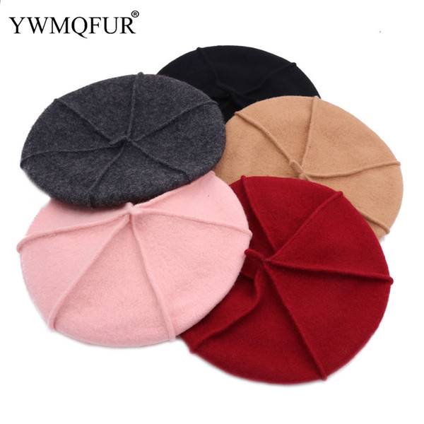 Solid Color Beret Female Male Cap Autumn Winter Girl Hats For Women Fashion Vintage Ladies Warm Caps 2018 New Arrival YWMQFUR