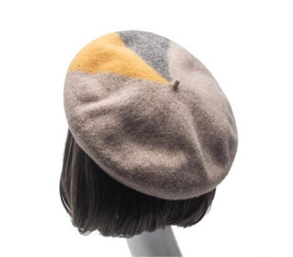 2019 hot sell winter new style beret Three color Patchwork Pumpkin Women's beret Wool knitting high quality Japanese style beret