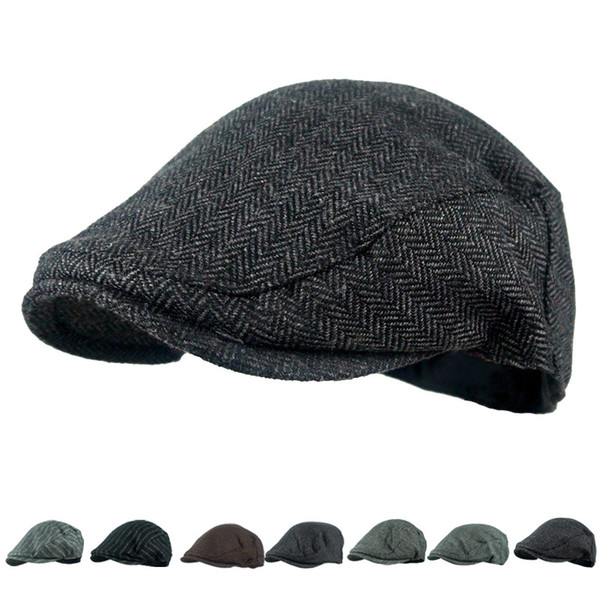 2018 Hot Sale Men's Hat Wool Stripe Berets Fashion Casual Autumn Driving Flat Cabbie Newsboy Visor Sun Beret Cap For Male