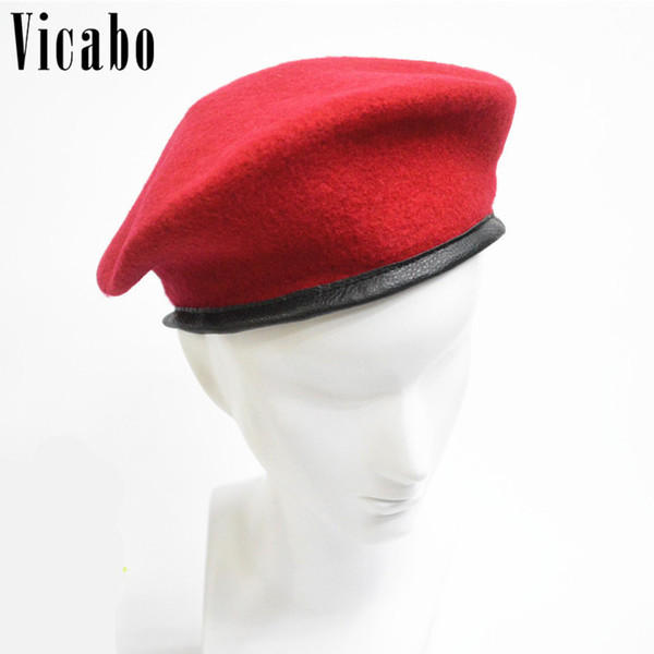 Vicabo Unisex Summer Winter Spring Solid Cap Men Women 2018 Wool Felt Painters Black Berets