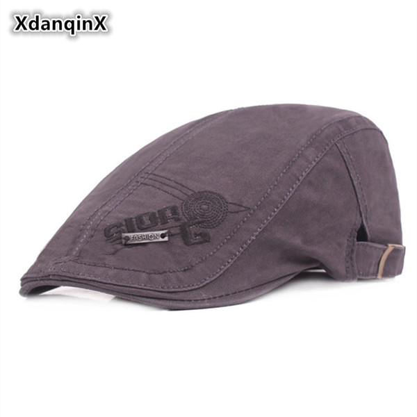 XdanqinX 100% Cotton Beret With Letter Embroidery Sombrero Simple  Men's Cap Dad's Hats Adjustable Size Visor Hat For Men