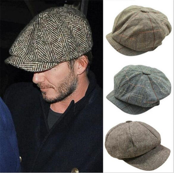 Men Women Retro Baker Boy Hat Newsboy Gatesby Tweed Country Golf Sun Flat Beret Cap R252