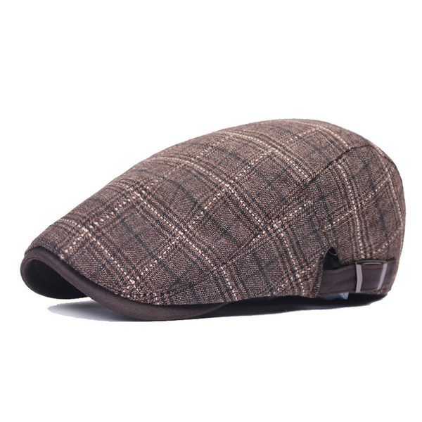 Plaid cotton beret men and women duck tongue hat wholesale British retro forward cap spring summer sun hat