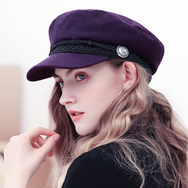 Fashion Black Warm Wool Beret Hat Women Casual Streetwear Fiddler Cap Female 2018 Elegant Autumn Winter Baker Boy Hat Ladies