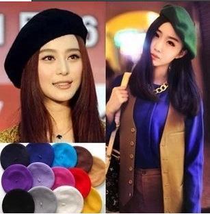 New Fashion Solid Color Warm Wool Winter thin wool Women Girl Beret French Artist Beanie Hat Cap For Female TO988