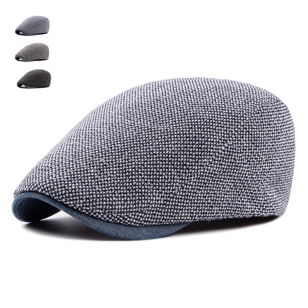 Adjustable Beret Caps for Men Women Spring Summer Outdoor Breathable Bone Brim Hats Herringbone Solid Sun Hat Flat Berets Cap