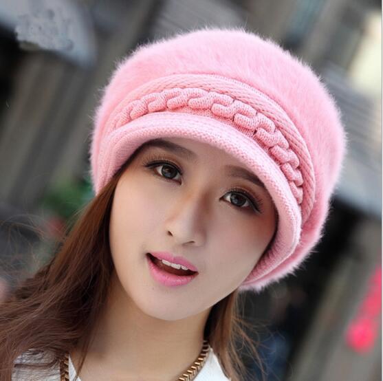 cashmere knitted hat Korean type winter women's Beret peaked cap lady rabbit hair hat epacket free