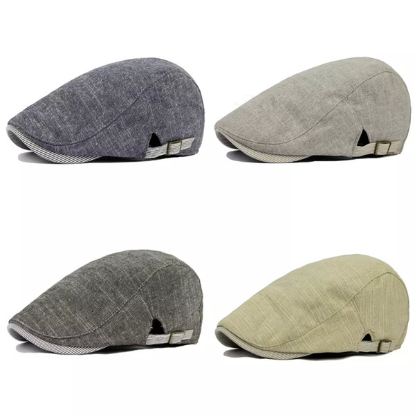 Wholesale-Men Solid Color Cap Vintage Driving Peaked Flat Golf Cabbie Newsboy Beret Hat HATCS0004