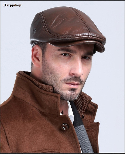 Men's outdoor leather hat winter Berets male warm Ear protection cap 100% genuine leather dad hat wholesale Leisure bone S18101708