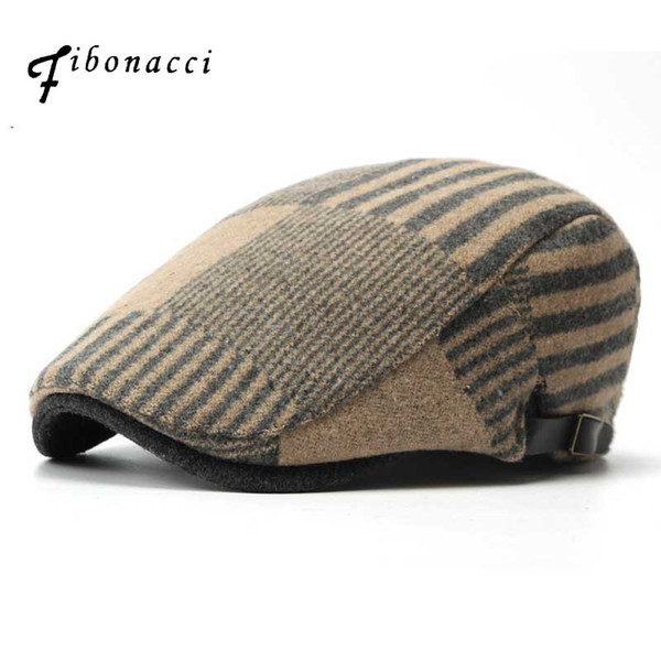 Fibonacci Men Women Casual Fashion Wool Berets Hat Patchwork Flat Newsboy Caps