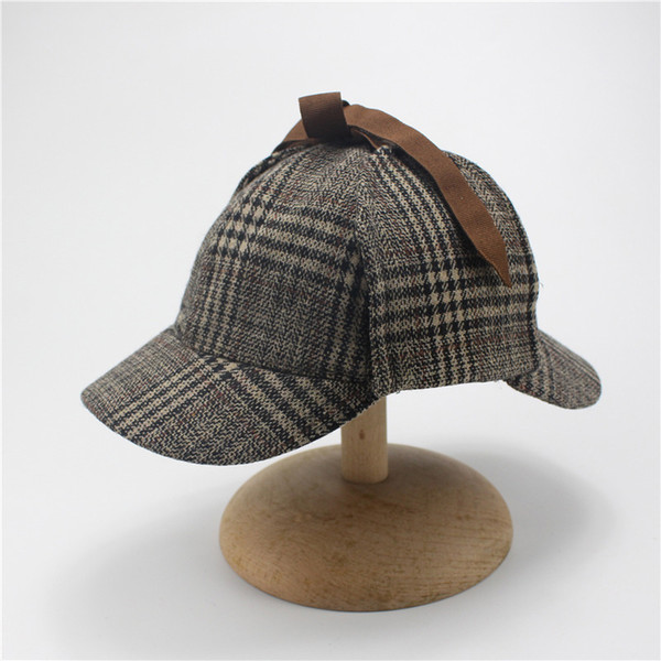 Berets Caps For Men Winter Woman Cosplay Cap Detective Sherlock Holmes Deerstalker Hat Gray Caps