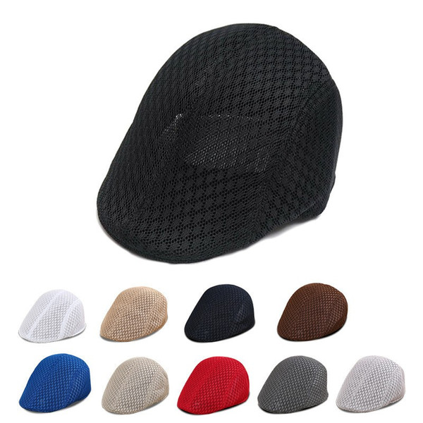 Mesh Surface Man Beret Women Hollowing Out Peaked Cap Breathable Pure Color Sun Casquette Parenting Simple Fashion 4 8yr D1