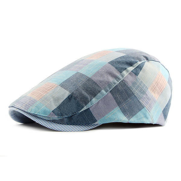 Spring Autumn Hats For Men Casual Plaid Cotton Beret Caps Gorras Planas Boinas Check Flat Cap Adjustable Male Berets