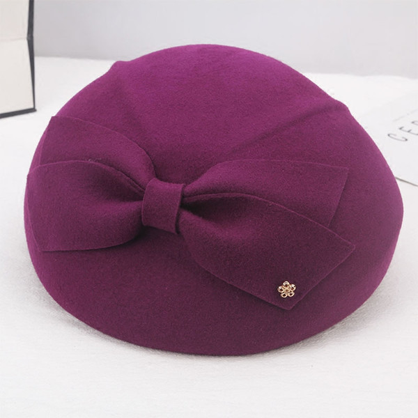 Women Hat Autumn Winter New Wool Stewardess Cap Korean Version Beret England Retro Elegant Lady Fedoras Caps MZ04