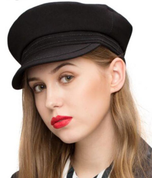 Stand Focus Women High Quality Twill Military Army Cadet Hat Cap Best Shape Great Design Ladies Fashion Fall Winter Flat Braid Deco Black