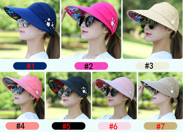 Wholesale women's summer leisure hat, folding sun-proof sun hat and sun-shading cap Free shipping 5pcs/lot.