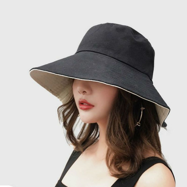 New Solid bucket hats women reversible two sides can wear acrylic asun bob cap comfortable fisherman hat Cloches cap Fashion Accessories