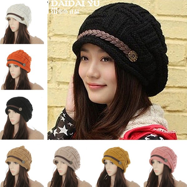 8 color winter beanie hats for women ladies fashion hats Caps Knitted warm hat Beanies Headgear Headdress Head Warmer Top Quality 942