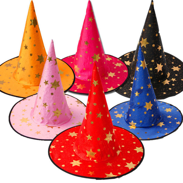 Star Print Halloween Costume Party Witch Hats Promotion Cool Children Kids Adult Oxford Costume Party Props Cap DHL Wholesale Cheap